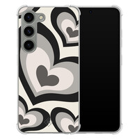 Casimoda Samsung Galaxy S23 siliconen shockproof hoesje - Hart swirl zwart