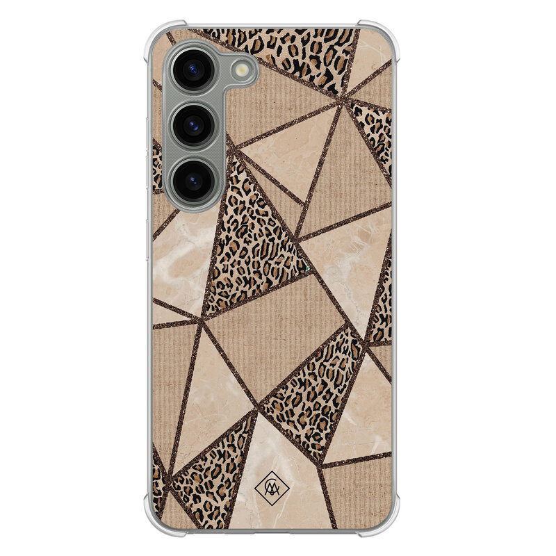 Casimoda Samsung Galaxy S23 siliconen shockproof hoesje - Leopard abstract