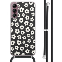 Casimoda Samsung Galaxy A14 hoesje met koord - Retro bloempjes
