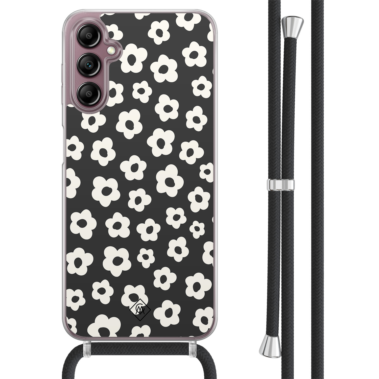 Samsung Galaxy A14 hoesje met koord - Retro bloempjes