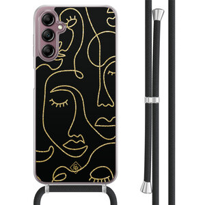 Casimoda Samsung Galaxy A14 hoesje met koord - Abstract faces