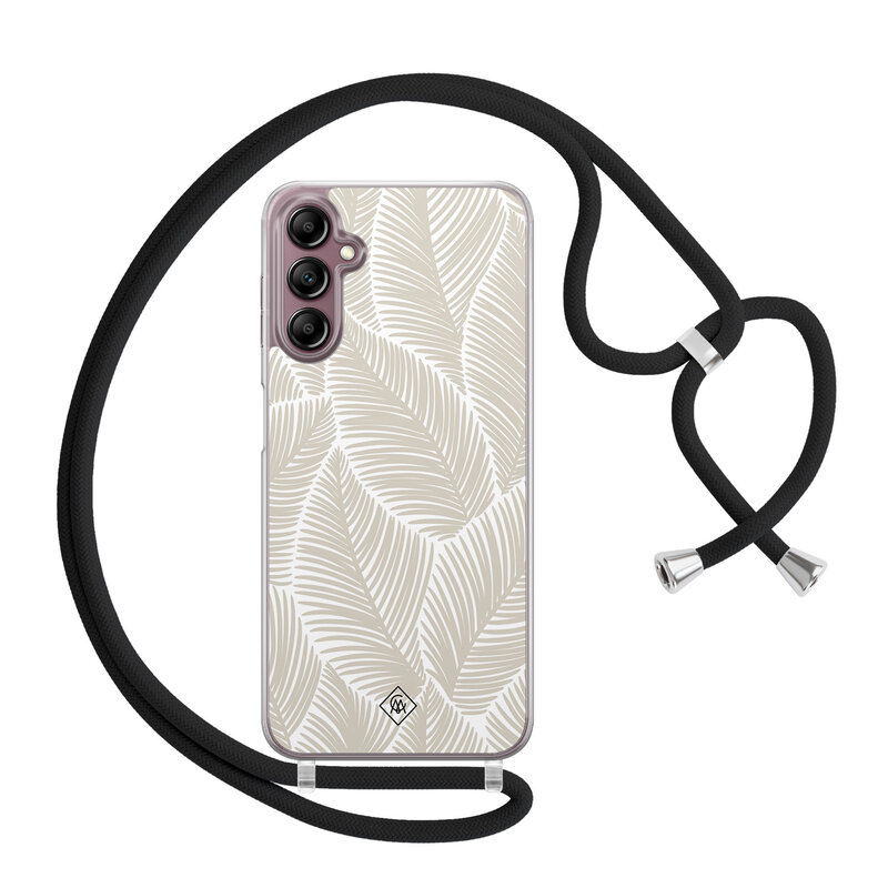 Casimoda Samsung Galaxy A14 hoesje met koord - Palm leaves beige