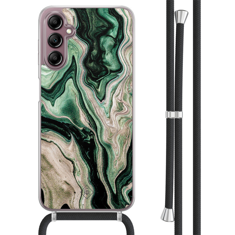 Casimoda Samsung Galaxy A14 hoesje met koord - Green waves