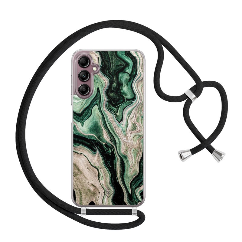 Casimoda Samsung Galaxy A14 hoesje met koord - Green waves