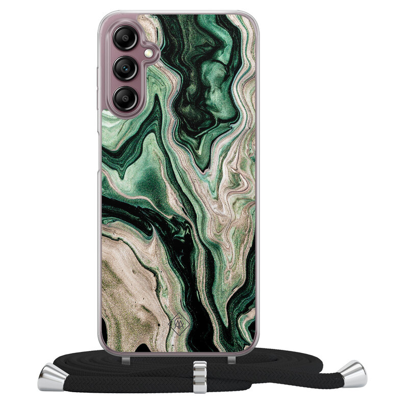 Casimoda Samsung Galaxy A14 hoesje met koord - Green waves