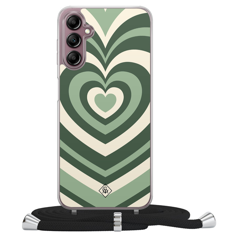 Casimoda Samsung Galaxy A14 hoesje met koord - Hart swirl groen