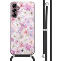 Casimoda Samsung Galaxy A14 hoesje met koord - Floral hortensia