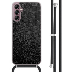 Casimoda Samsung Galaxy A14 hoesje met koord - Croco zwart