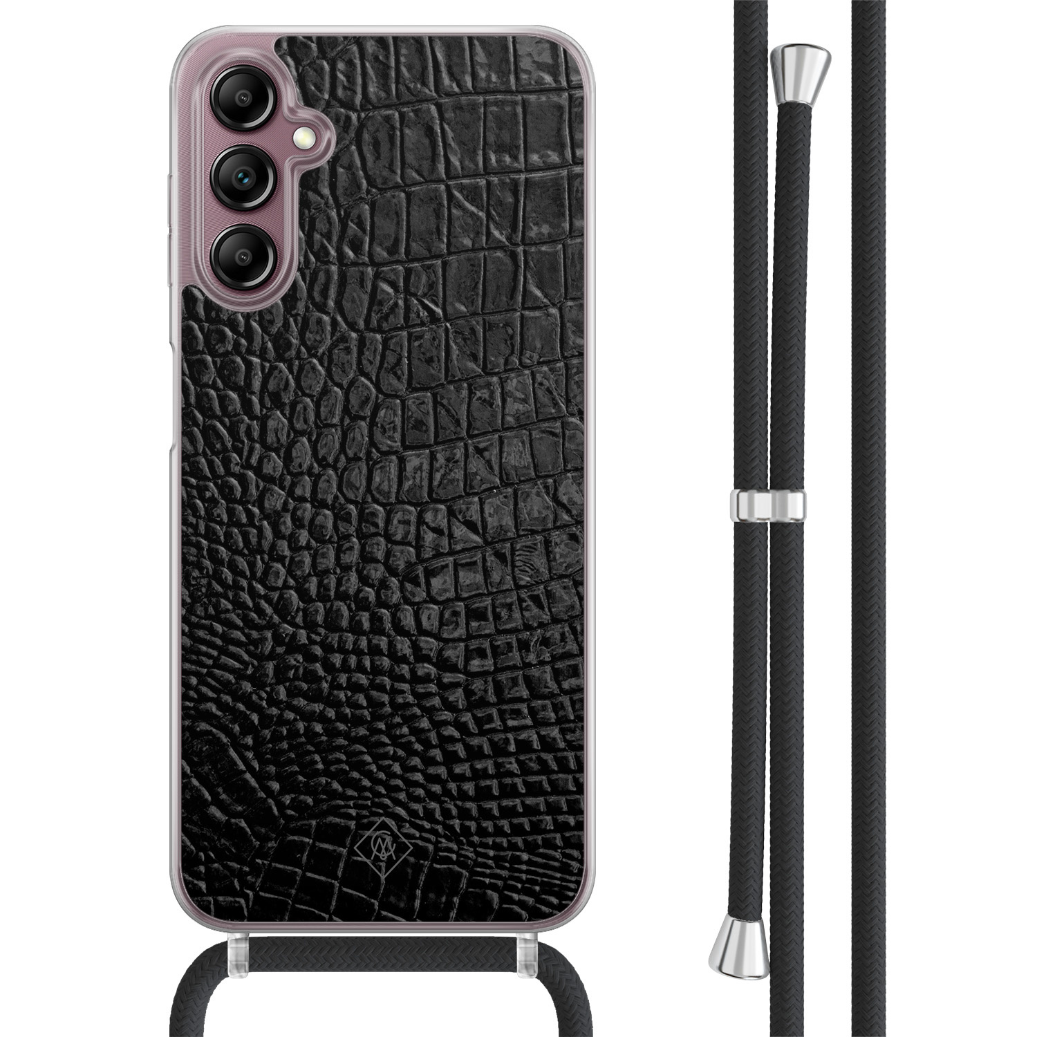 Samsung Galaxy A14 hoesje met koord - Croco zwart