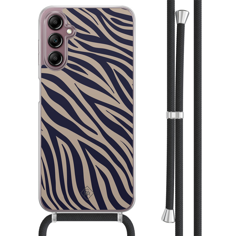 Casimoda Samsung Galaxy A14 hoesje met koord - Chevron navy