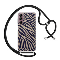 Casimoda Samsung Galaxy A14 hoesje met koord - Chevron navy