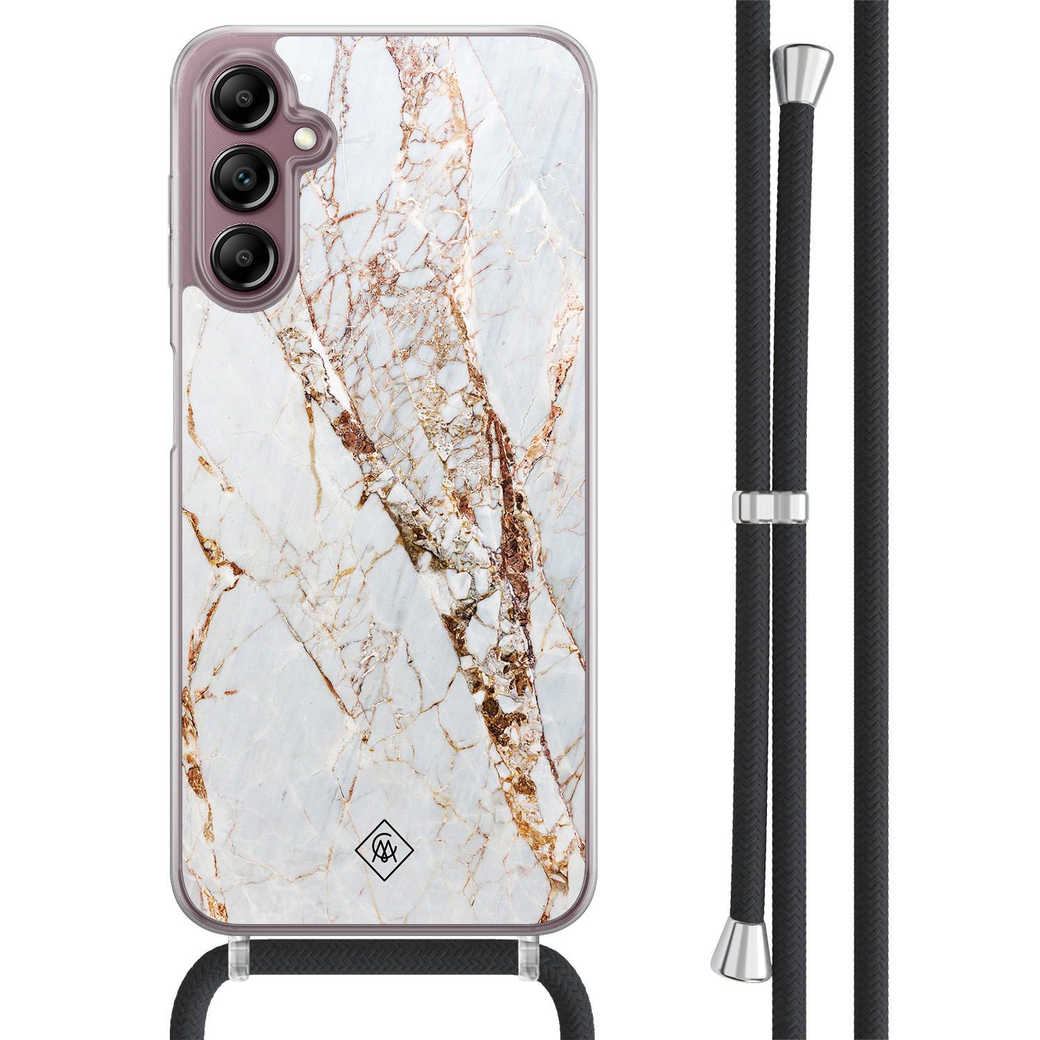 Samsung Galaxy A14 hoesje met koord Marmer goud