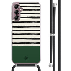 Casimoda Samsung Galaxy A14 hoesje met koord - Green stripes