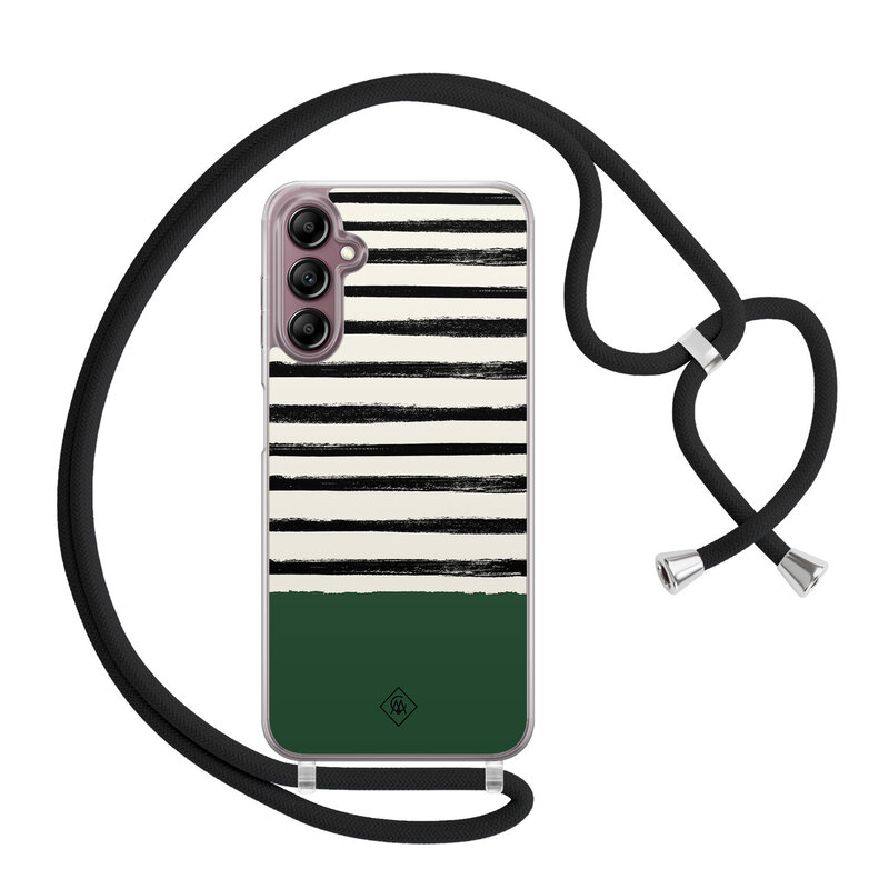 Casimoda Samsung Galaxy A14 hoesje met koord - Green stripes
