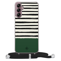 Casimoda Samsung Galaxy A14 hoesje met koord - Green stripes