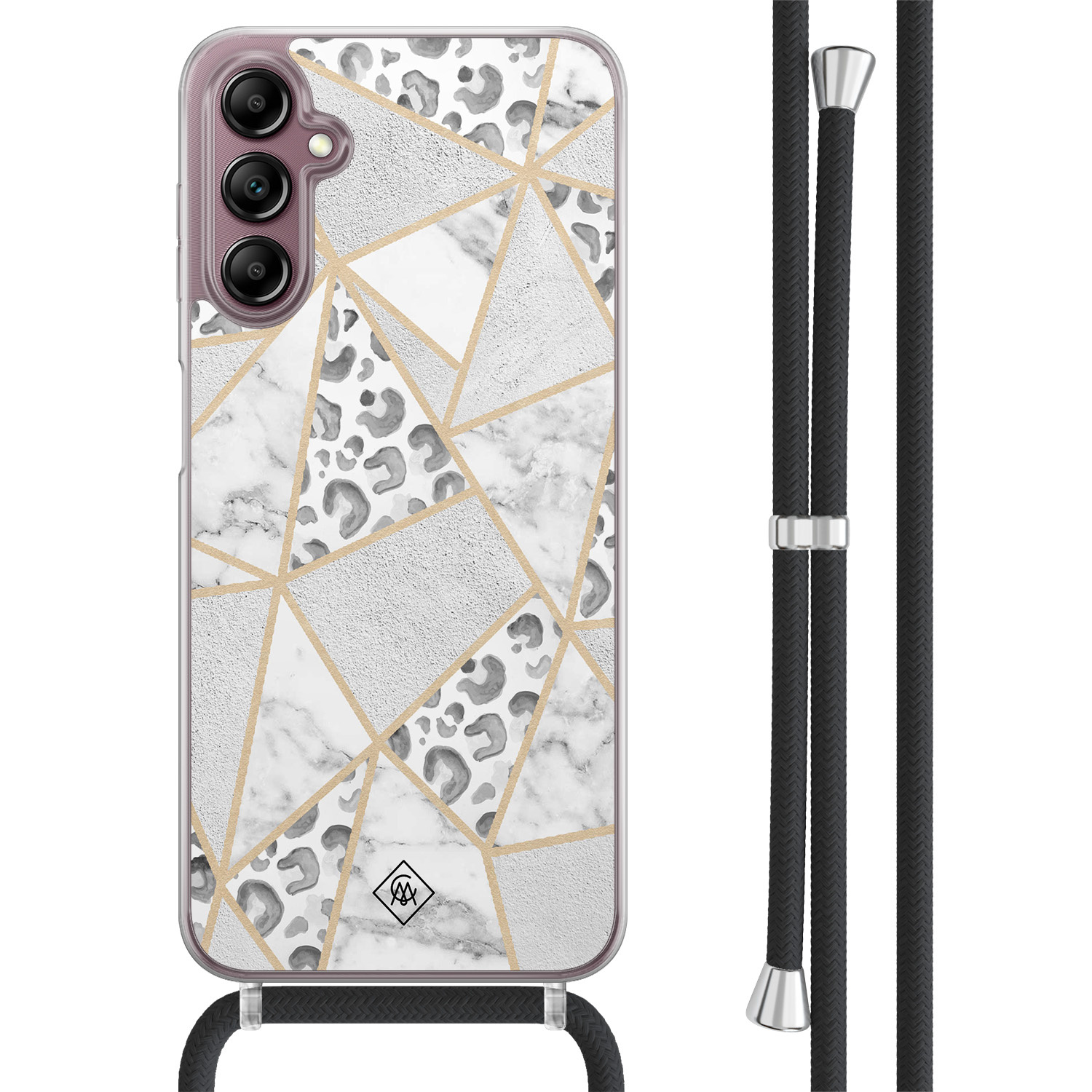Samsung Galaxy A14 hoesje met koord - Stone & leopard
