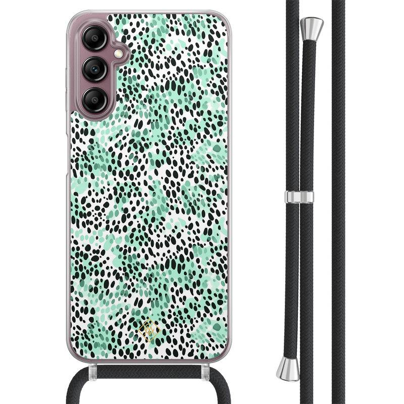 Casimoda Samsung Galaxy A14 hoesje met koord - Luipaard mint