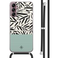 Casimoda Samsung Galaxy A14 hoesje met koord - Abstract mint palms