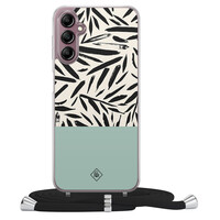 Casimoda Samsung Galaxy A14 hoesje met koord - Abstract mint palms