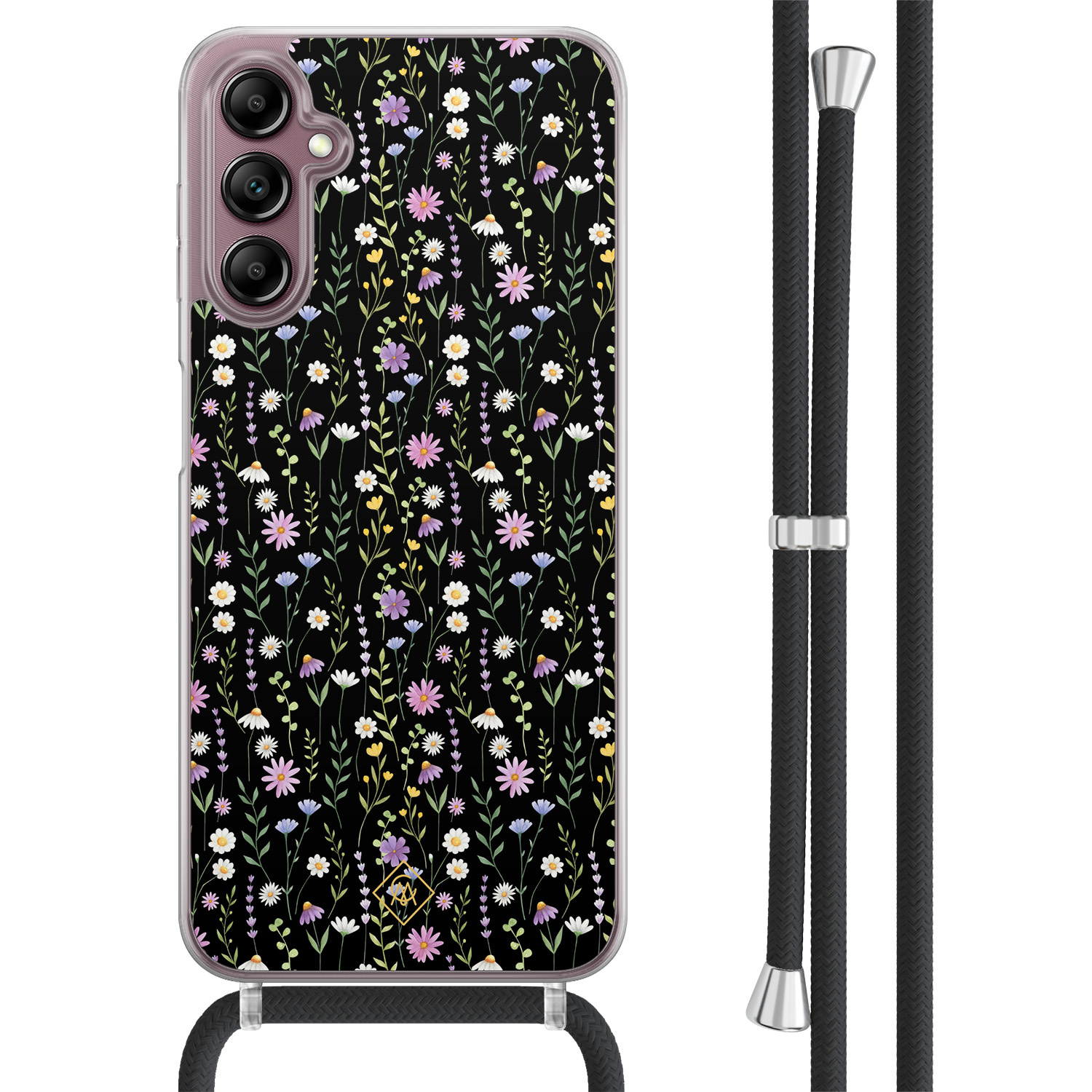 Samsung Galaxy A14 hoesje met koord - Flower fantasy