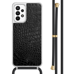 Casimoda Samsung Galaxy A23 hoesje met koord - Croco zwart