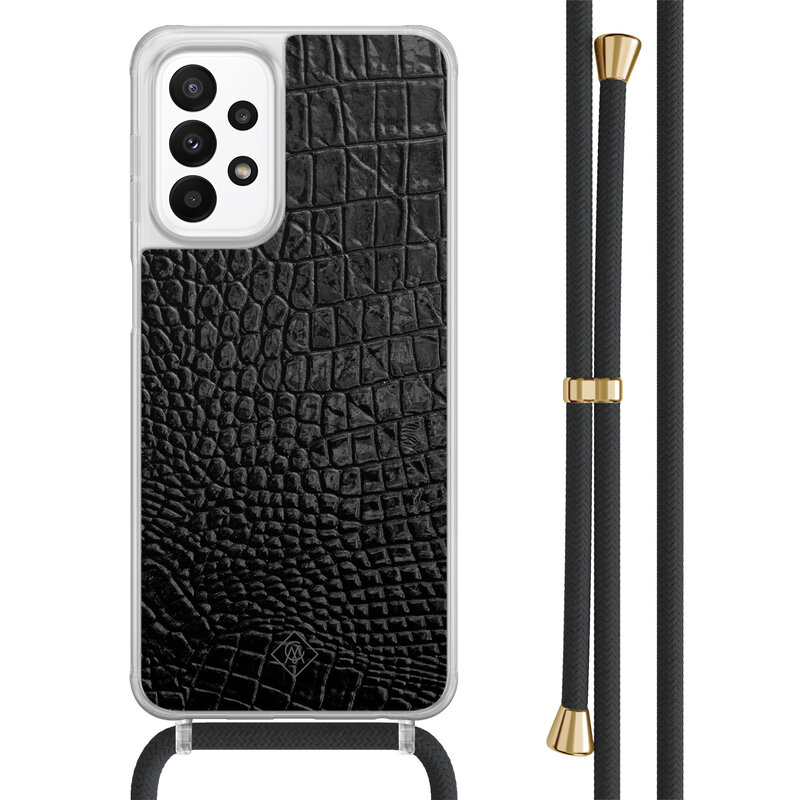 Casimoda Samsung Galaxy A23 hoesje met koord - Croco zwart