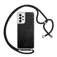 Casimoda Samsung Galaxy A23 hoesje met koord - Croco zwart