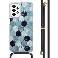 Casimoda Samsung Galaxy A23 hoesje met koord - Blue cubes