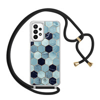 Casimoda Samsung Galaxy A23 hoesje met koord - Blue cubes