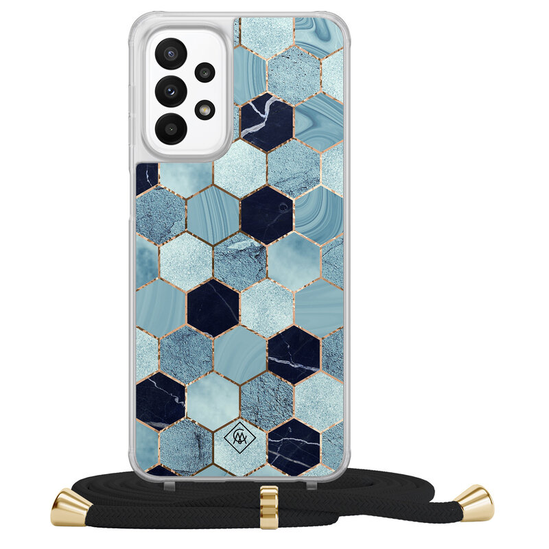 Casimoda Samsung Galaxy A23 hoesje met koord - Blue cubes