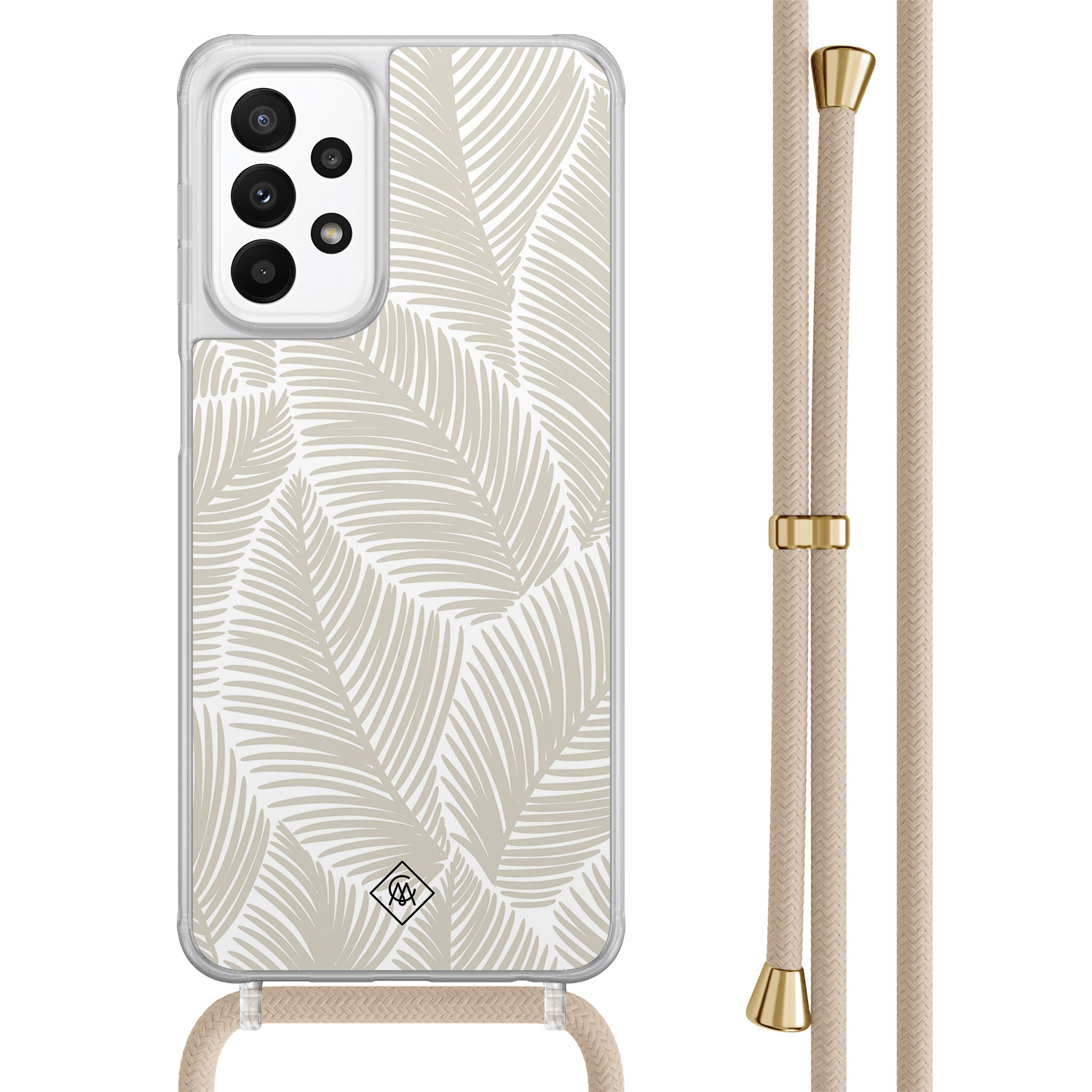 Samsung Galaxy A23 hoesje met koord - Palm leaves beige