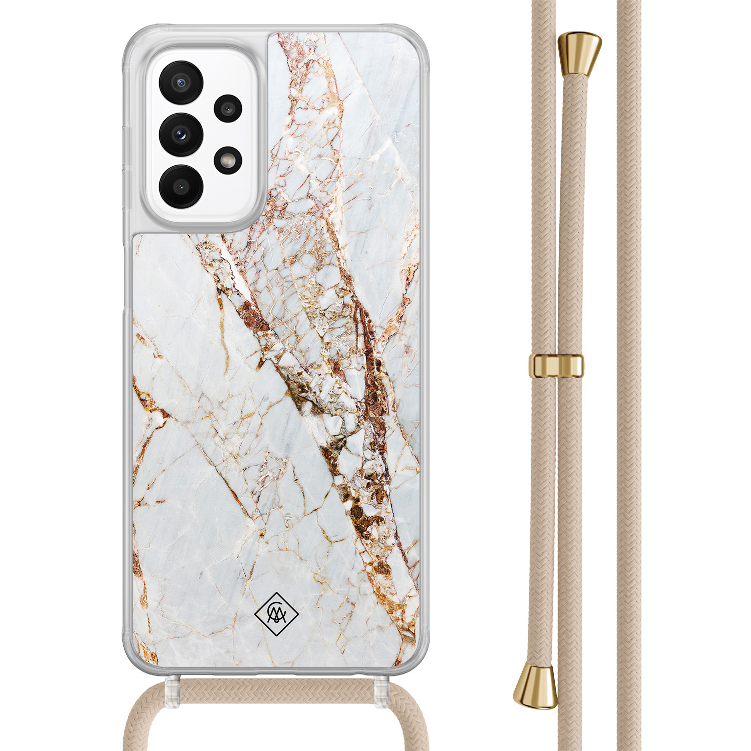 Samsung Galaxy A23 hoesje met koord Marmer goud