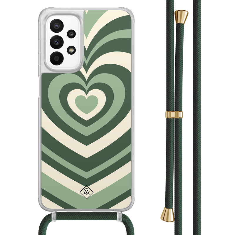 Casimoda Samsung Galaxy A23 hoesje met koord - Hart swirl groen