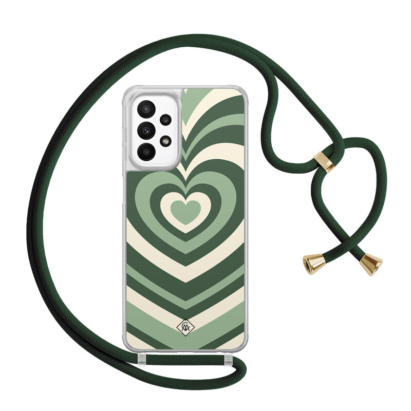 Casimoda Samsung Galaxy A23 hoesje met koord - Hart swirl groen