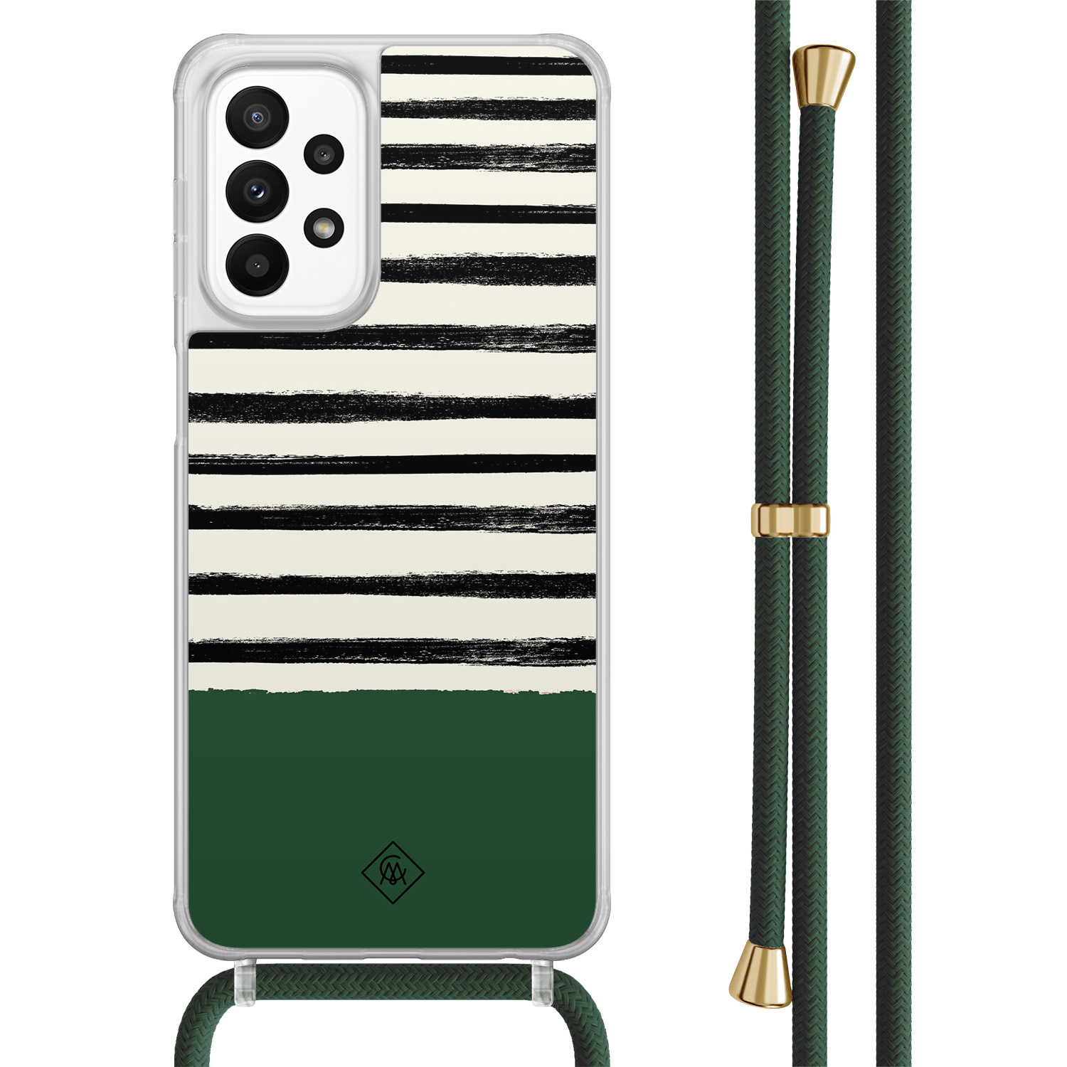 Samsung Galaxy A23 hoesje met koord Green stripes