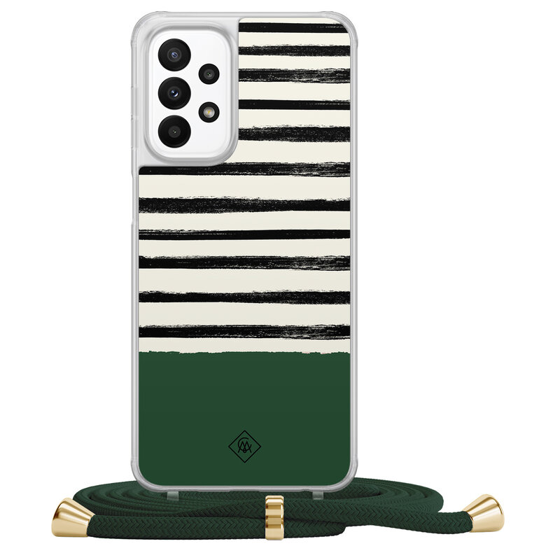 Casimoda Samsung Galaxy A23 hoesje met koord - Green stripes