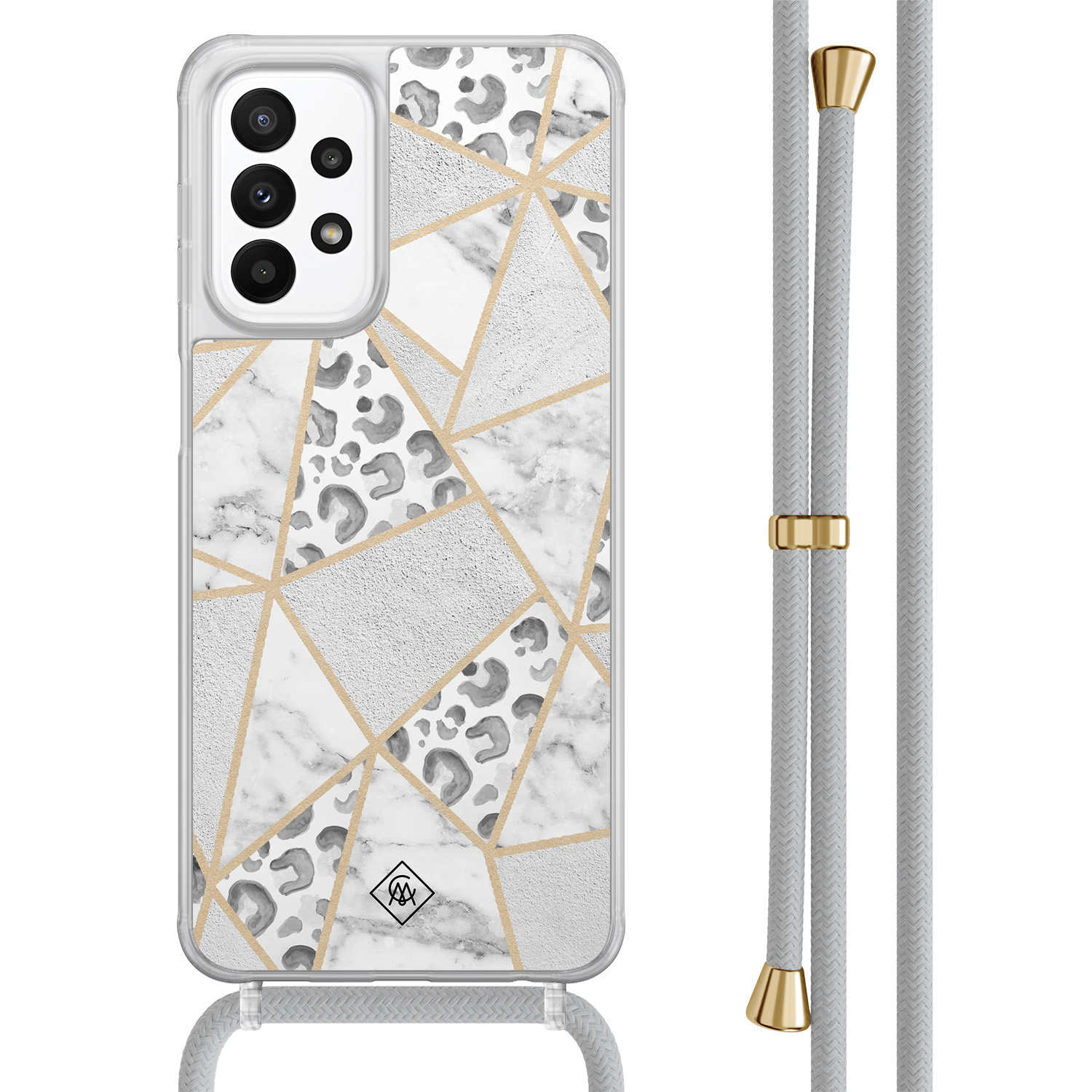 Samsung Galaxy A23 hoesje met koord - Stone & leopard