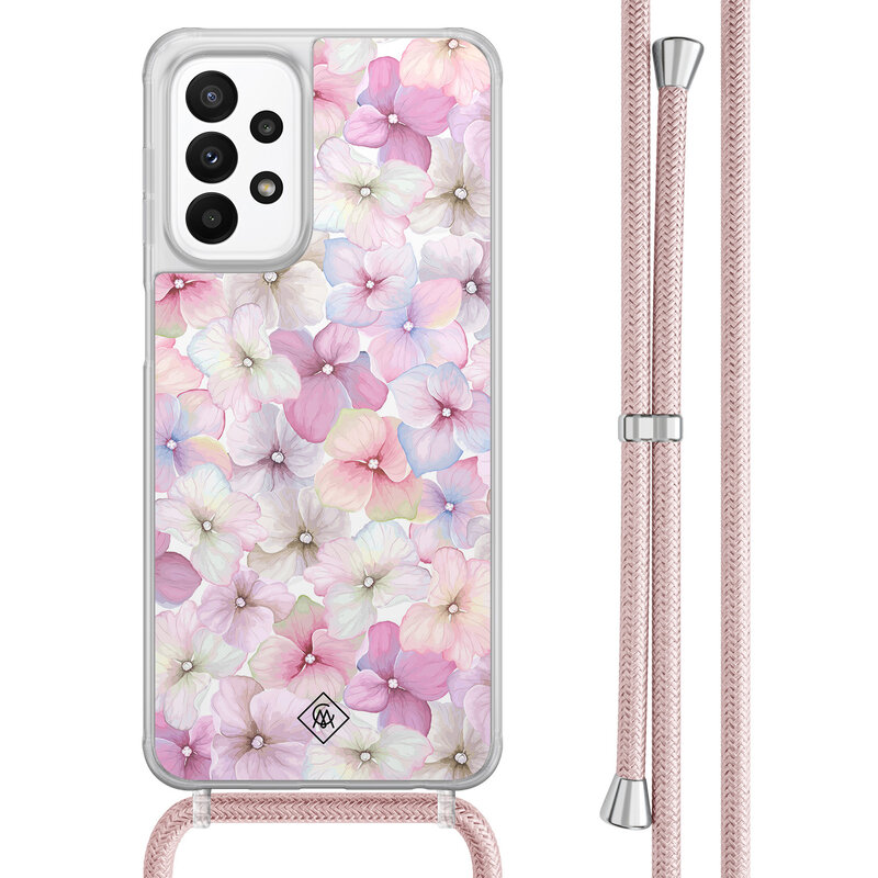 Casimoda Samsung Galaxy A23 hoesje met koord - Floral hortensia