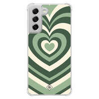 Casimoda Samsung Galaxy S21 FE shockproof hoesje - Groen hart swirl