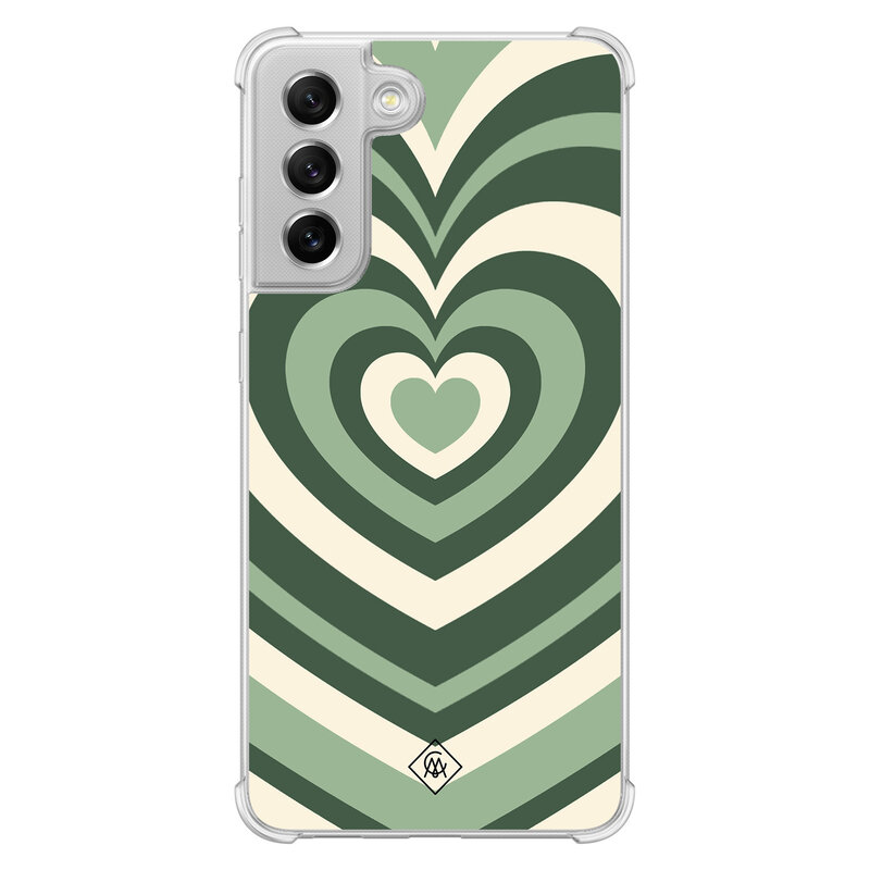 Casimoda Samsung Galaxy S21 FE shockproof hoesje - Groen hart swirl