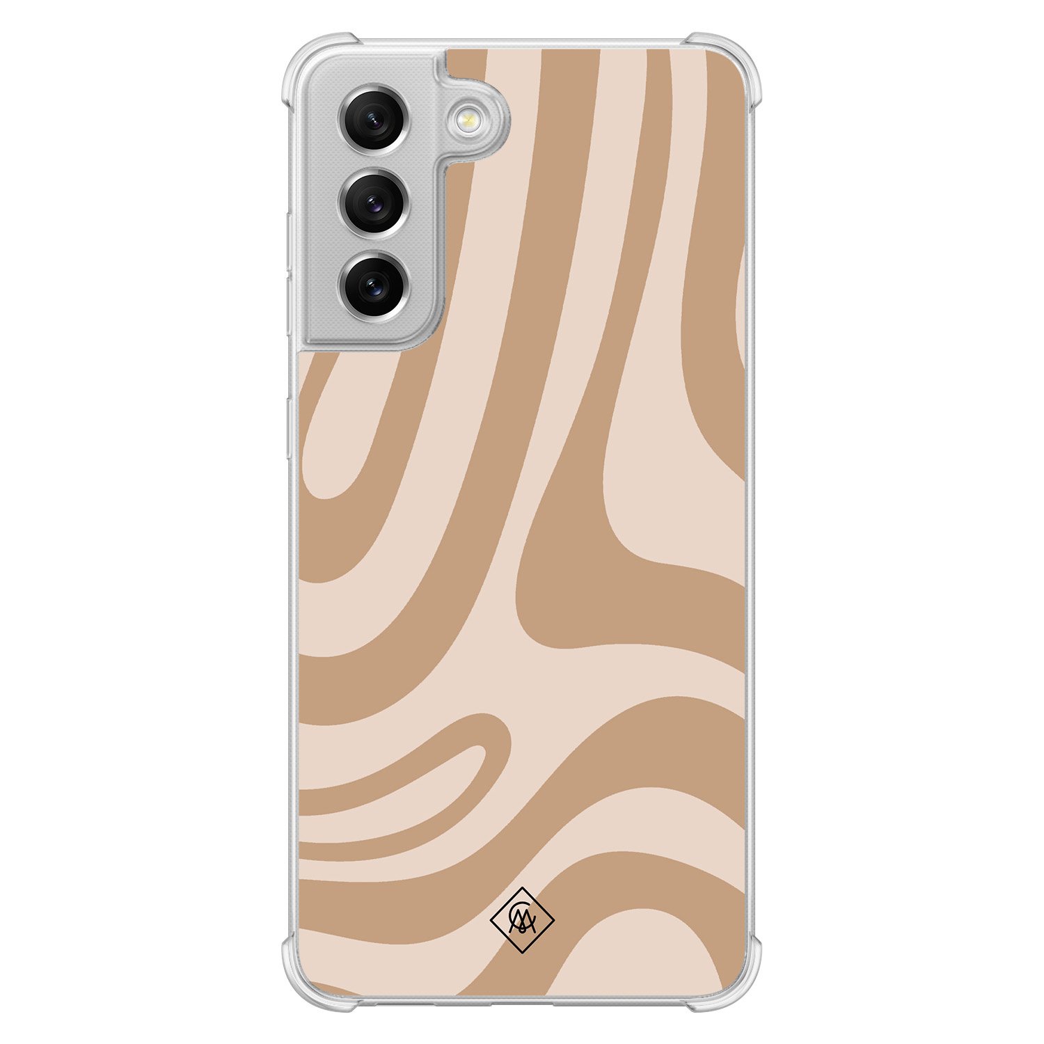 Samsung Galaxy S21 FE shockproof hoesje - Abstract swirl beige