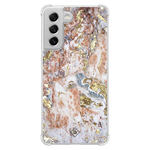 Casimoda Samsung Galaxy S21 FE shockproof hoesje - Marble rosegold