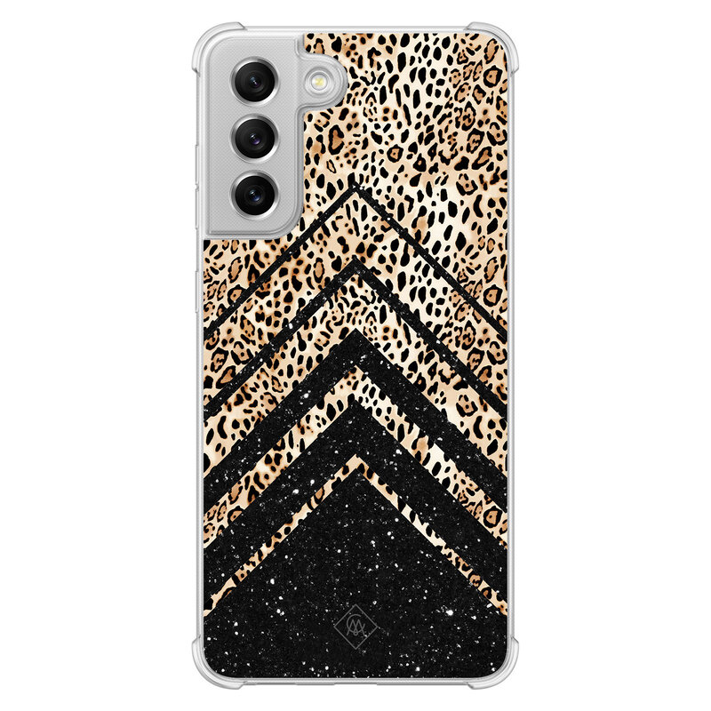 Casimoda Samsung Galaxy S21 FE shockproof hoesje - Chevron luipaard