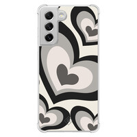 Casimoda Samsung Galaxy S21 FE shockproof hoesje - Hart swirl zwart