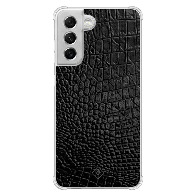 Casimoda Samsung Galaxy S21 FE shockproof hoesje - Croco zwart