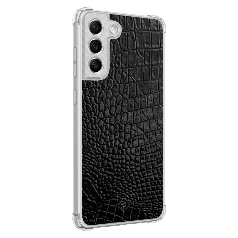 Casimoda Samsung Galaxy S21 FE shockproof hoesje - Croco zwart