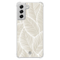 Casimoda Samsung Galaxy S21 FE shockproof hoesje - Palmy leaves beige