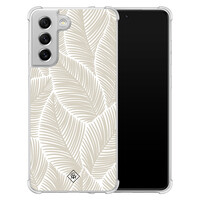 Casimoda Samsung Galaxy S21 FE shockproof hoesje - Palmy leaves beige