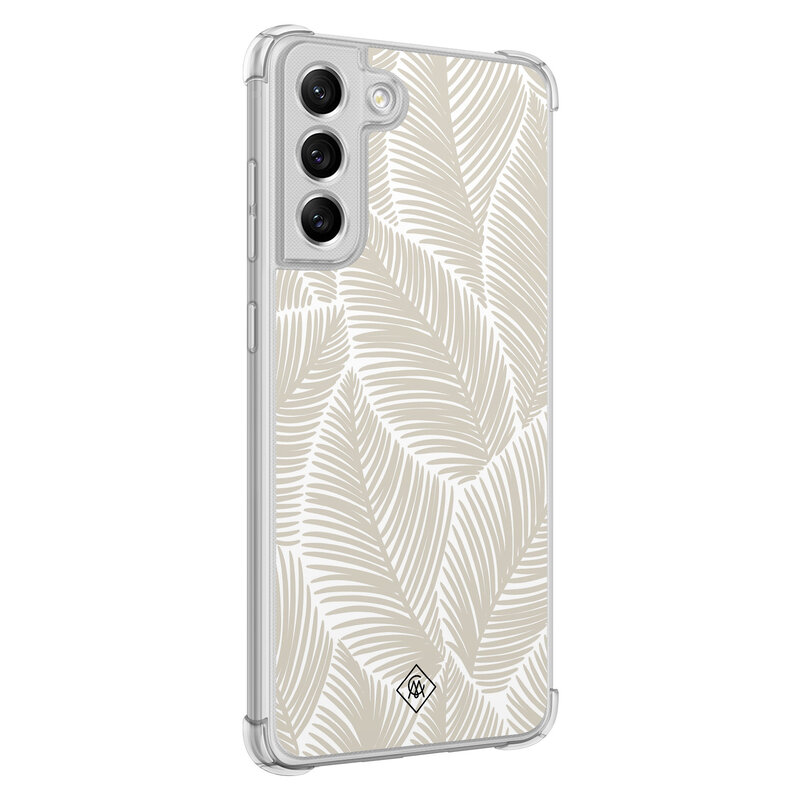 Casimoda Samsung Galaxy S21 FE shockproof hoesje - Palmy leaves beige