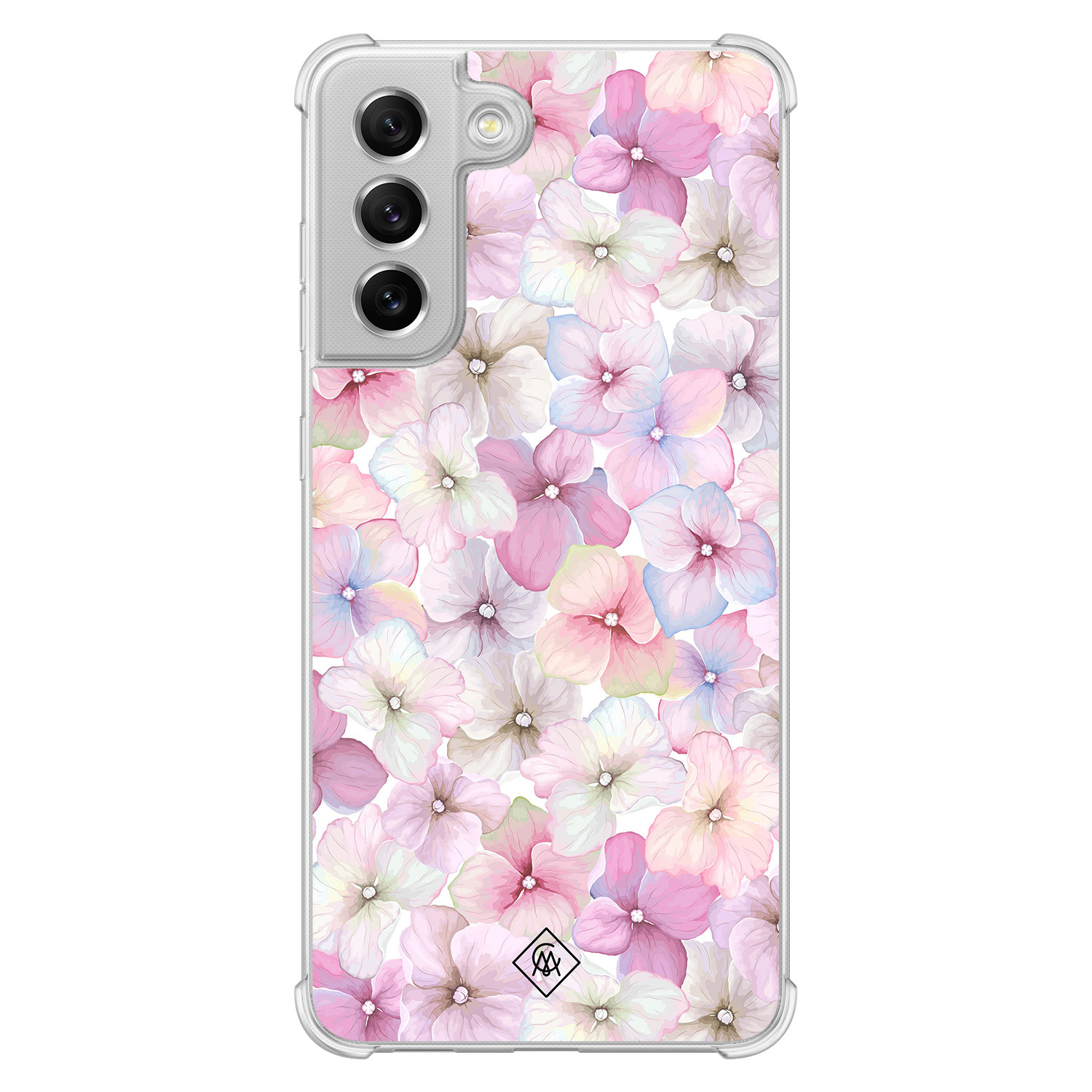 Samsung Galaxy S21 FE shockproof hoesje - Floral hortensia